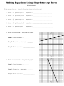 Writing Equations Using Slope Intercept Form Printable pdf