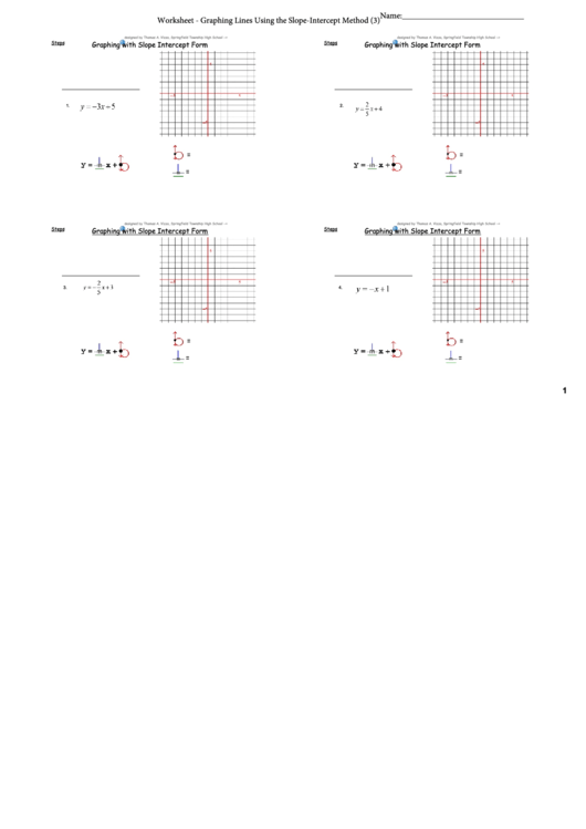 Graphing Lines Using The Slope Intercept Method Printable pdf