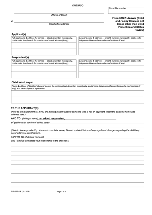 Fillable Answer Form 33b.2 Printable pdf