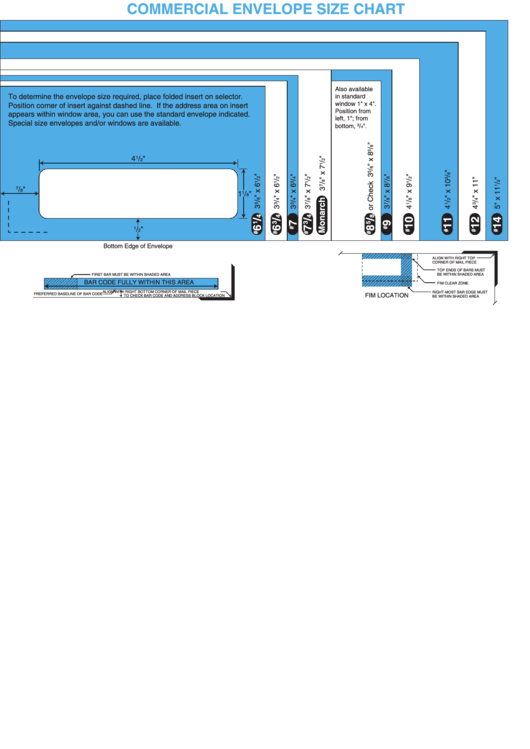 Commercial Envelope Size Chart Printable pdf