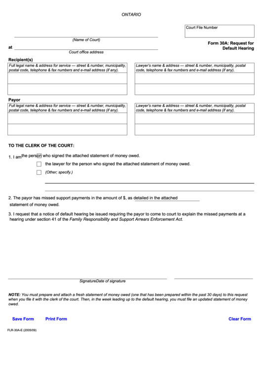 Fillable Request For Default Hearing Printable pdf