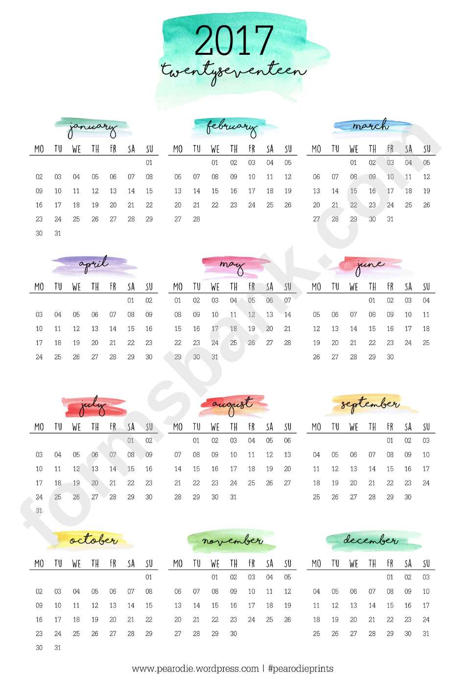 Calendar Template - 2017