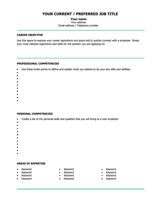 Blank Cv Template Example Printable pdf