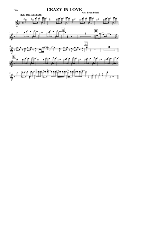 Flute Crazy In Love Printable pdf