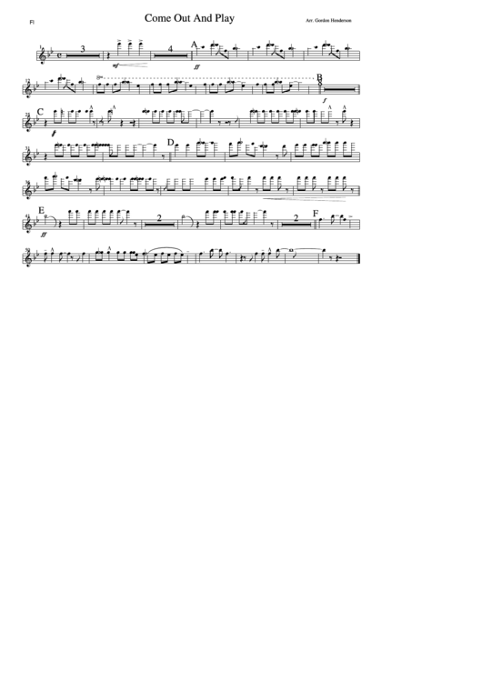 Flute Come Out And Play Printable pdf
