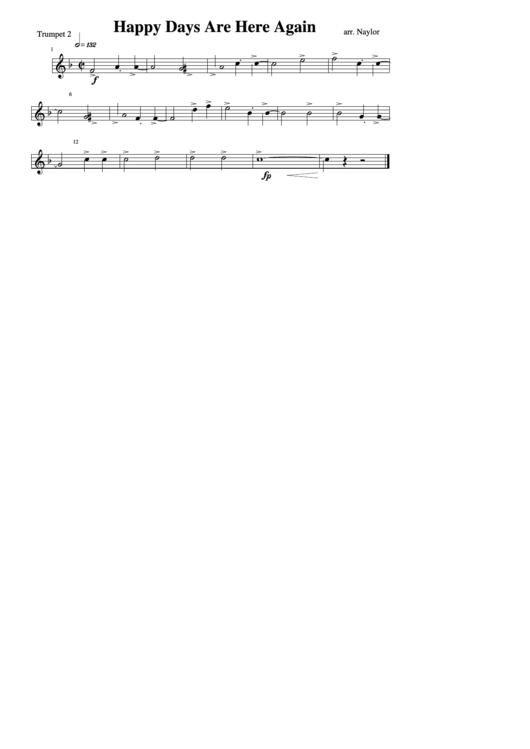 Trumpet 2 Happy Days Are Here Again Printable pdf
