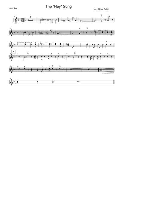 Alto Sax The "Hey" Song Printable pdf
