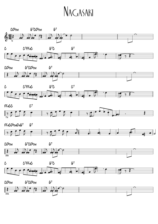 Nagasaki (Sheet Music) Printable pdf