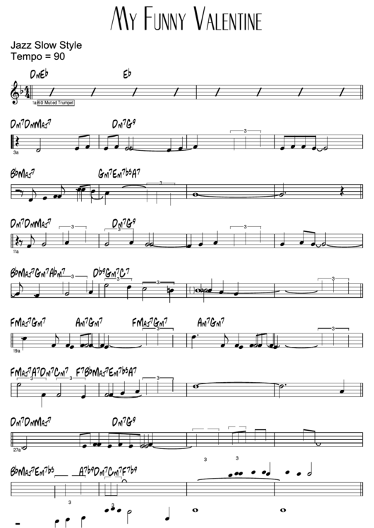My Funny Valentine Sheet Music (trumpet, Jazz Slow Style)