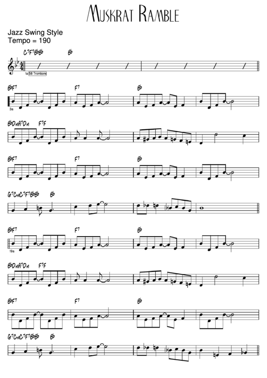 Muskrat Ramble (Jazz Swing Style) Printable pdf