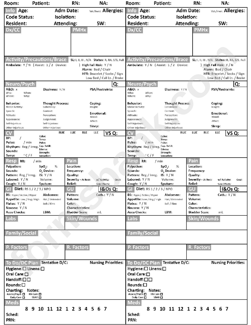 Patient Sheet Template