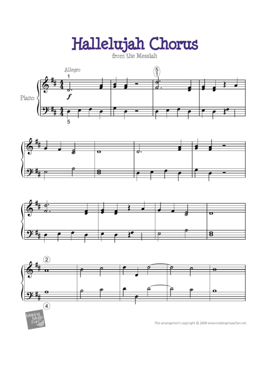 Hallelujah Chorus G F Handel Printable pdf