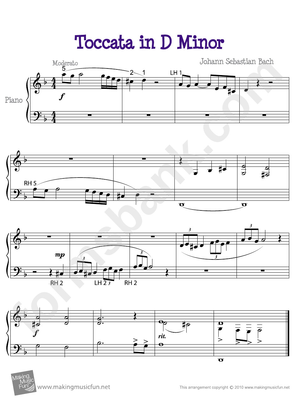 Toccata In D Minor J S Bach