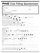 Club Fitting Questionnaire Printable pdf