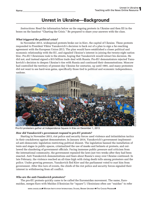 Unrest In Ukraine Background Unrest In Ukraine Printable pdf