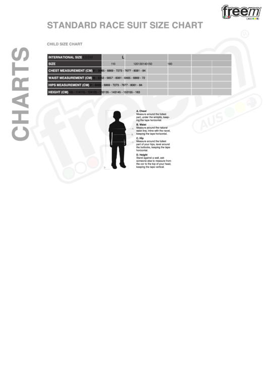 Freem Standard Race Suit Size Chart Printable pdf