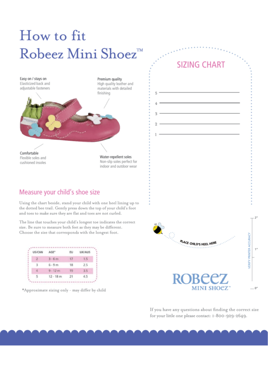 Robeez Mini Shoez Shoe Size Chart Printable pdf
