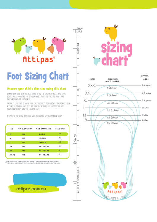 Attipas Foot Sizing Chart Printable pdf
