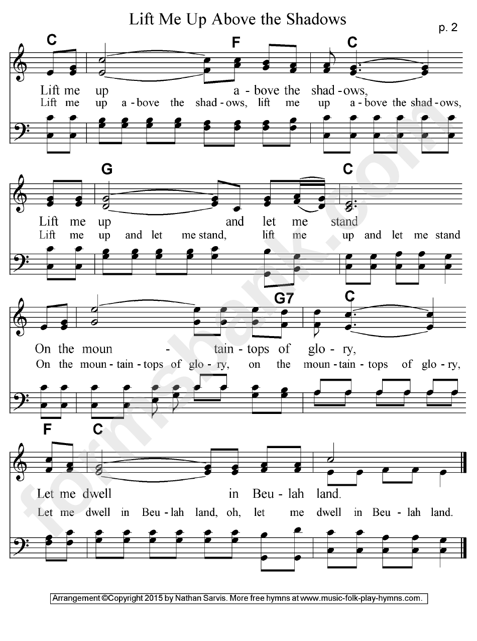 Lift Me Up Above The Shadows Sheet Music