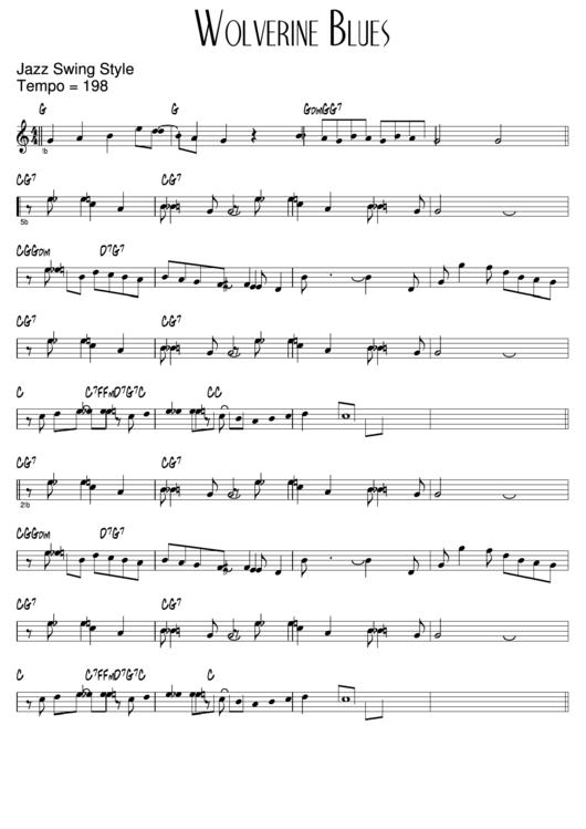 Wolverine Blues Sheet Music Printable pdf