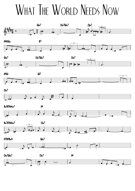 What The World Needs Now Sheet Music Printable pdf