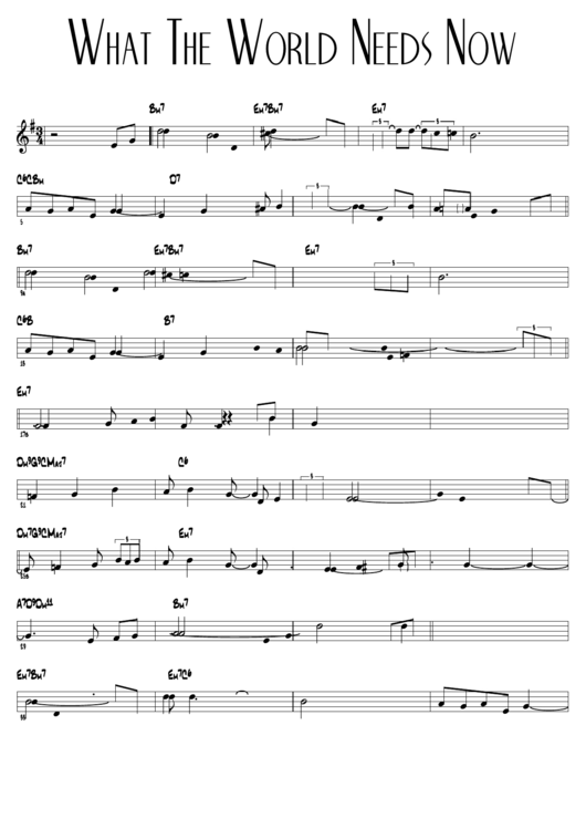 What The World Needs Now Sheet Music Printable pdf