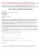 Form Of Letters Required To Subscribe To Distributor Services. - Cams Printable pdf