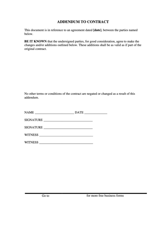 Addendum To Contract Printable pdf