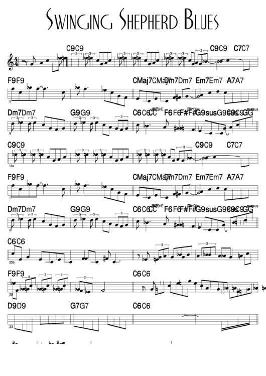 Swinging Shepherd Blues Sheet Music Printable pdf