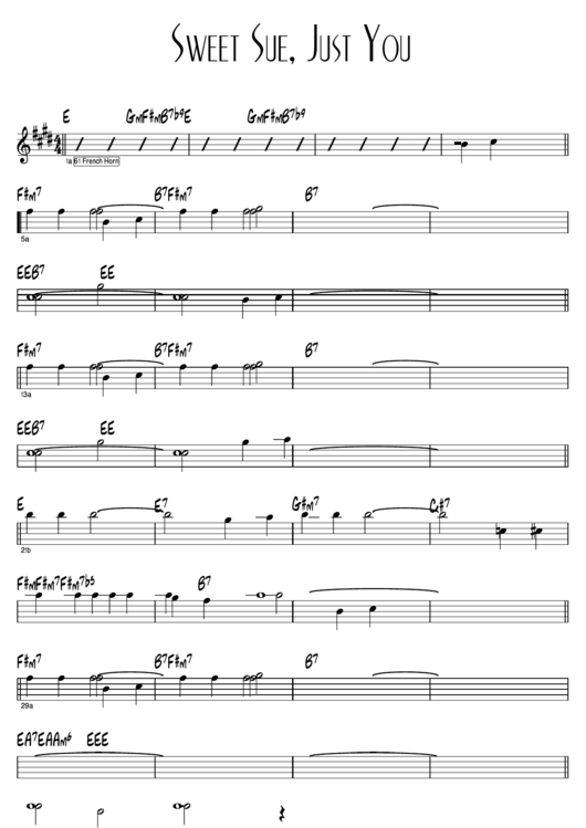 Sweet Sue, Just You Sheet Music Printable pdf