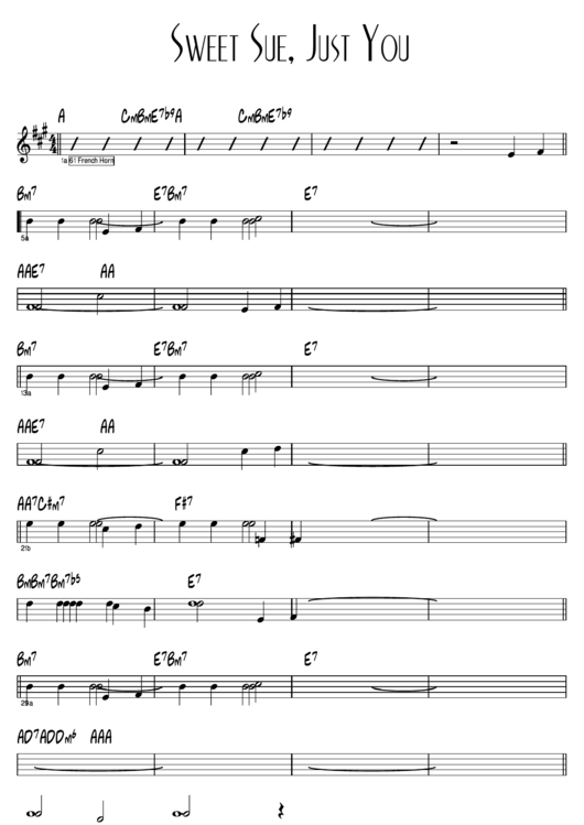 Sweet Sue, Just You Sheet Music Printable pdf