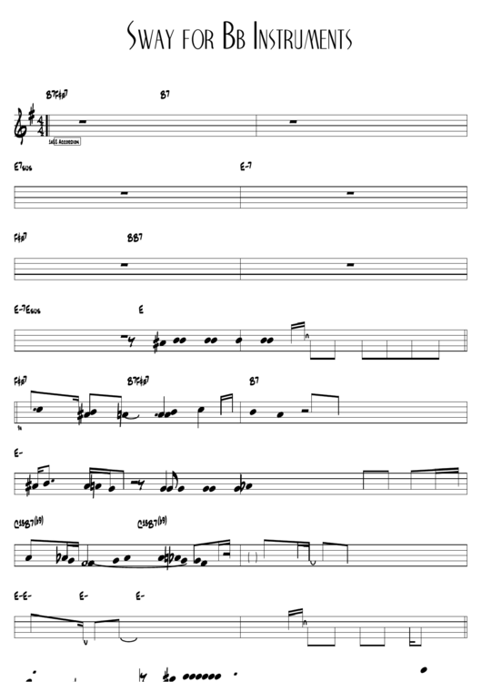 Sway For Bb Instruments Sheet Music Printable pdf