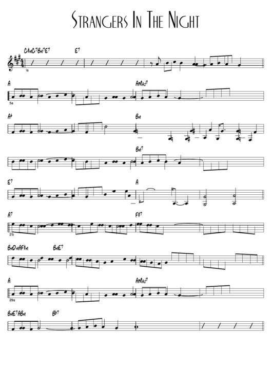 Strangers In The Night Sheet Music Printable pdf