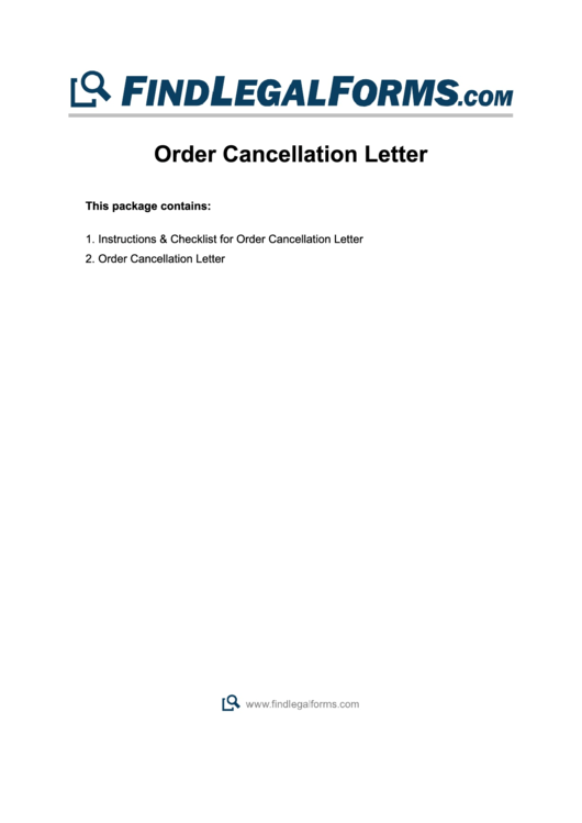 Order Cancellation Letter Printable pdf