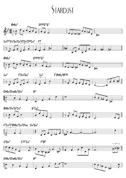 Stardust Sheet Music Printable pdf