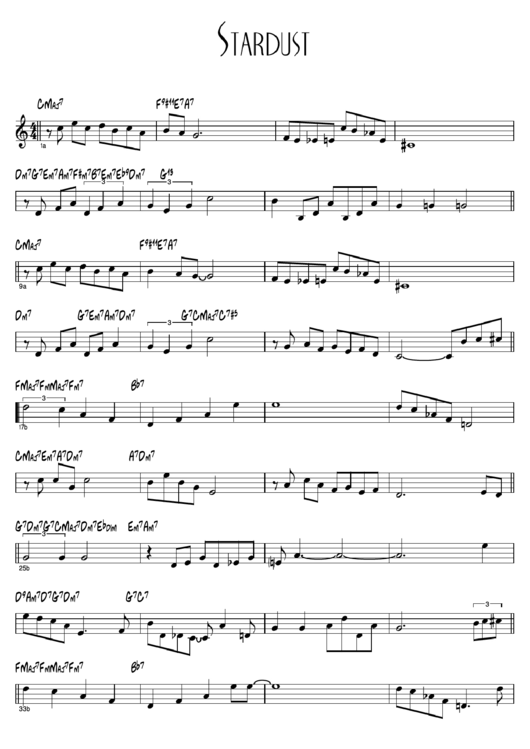 Star Dust Sheet Music Printable pdf