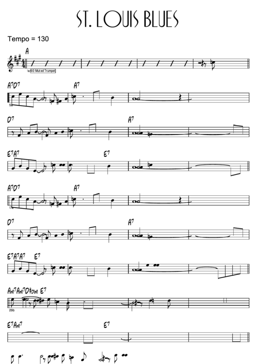 St. Louis Blues Sheet Music Printable pdf
