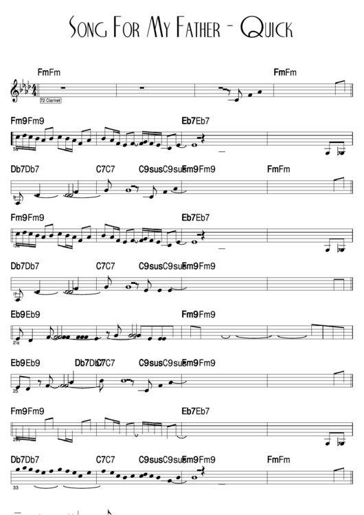 Song For My Father - Quick Sheet Music Printable pdf