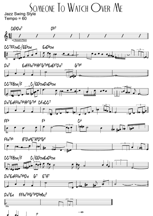 Someone To Watch Over Me Sheet Music Printable pdf