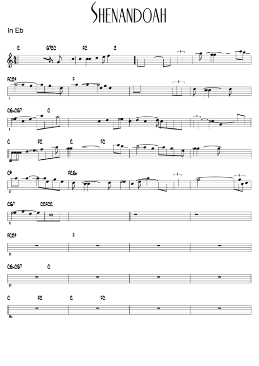 Shenandoah Sheet Music Printable pdf
