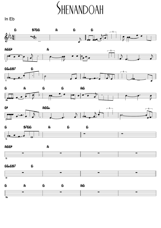 Shenandoah Sheet Music Printable pdf
