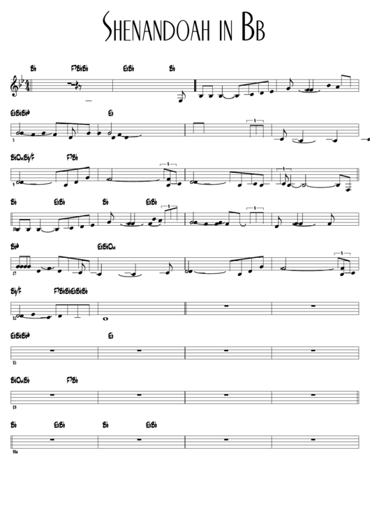 Shenandoah In Bb Sheet Music Printable pdf