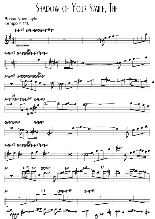 Shadow Of Your Smile, The Sheet Music Printable pdf