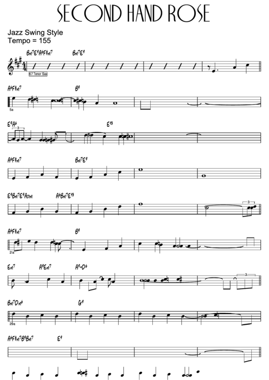 Second Hand Rose Sheet Music Printable pdf