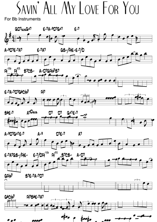 Savin All My Love For You Sheet Music Printable Pdf Download