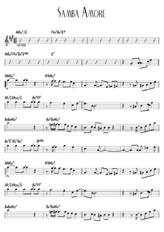 Samba Amore Sheet Music Printable pdf