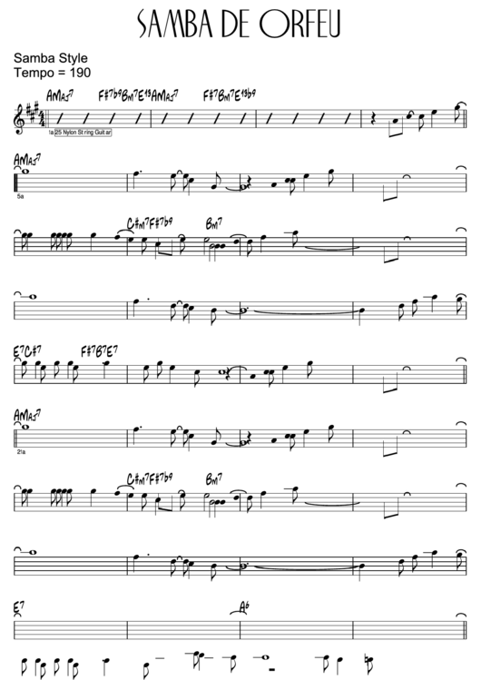 Samba De Orfeu Sheet Music Printable pdf