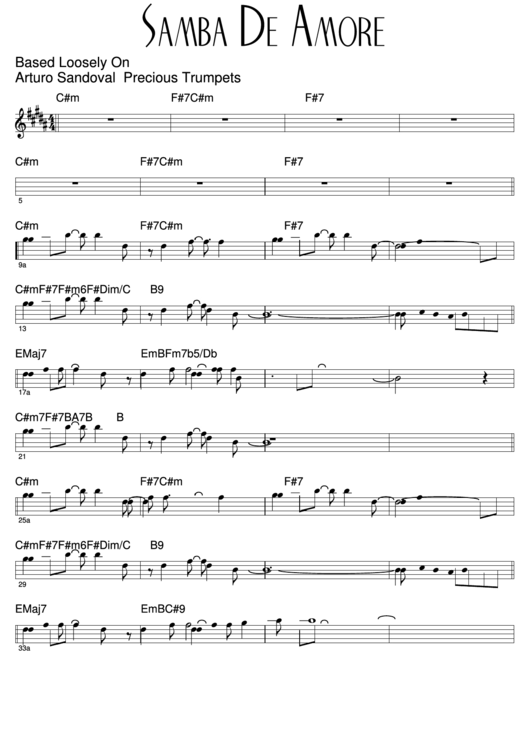 Samba De Amore Sheet Music Printable pdf