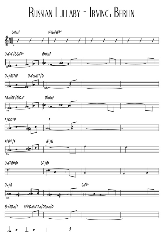 Russian Lullaby - Irving Berlin Sheet Music Printable pdf