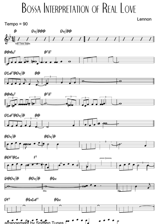 Bossa Interpretation Of Real Love Sheet Music Printable pdf